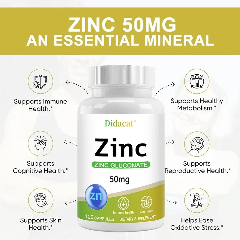 Zinc 50 Mg - con gluconato de  - Health Wellness And reseña y precio